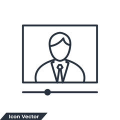 Video conference icon logo vector illustration. video lesson symbol template for graphic and web design collection