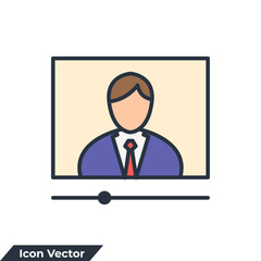 Video conference icon logo vector illustration. video lesson symbol template for graphic and web design collection
