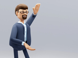 Portrait of a handsome cartoon character. 3d illustration