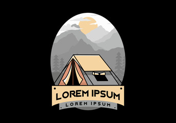 Double layer tent flat illustration badge design
