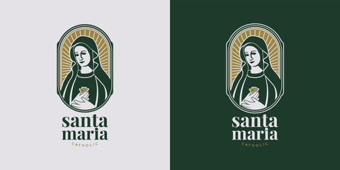 Santa maria catholic modern logo design inspiration - obrazy, fototapety, plakaty