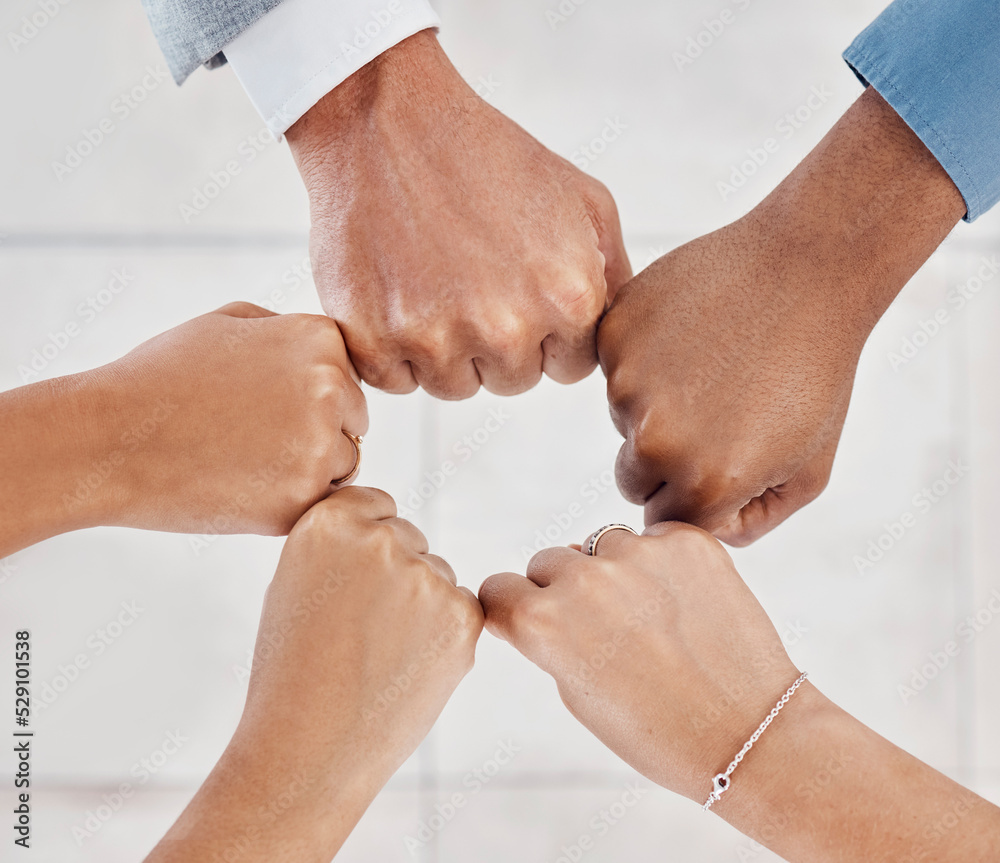 Aufkleber hands of business people in circle for support in meeting, trust in team success and community in co