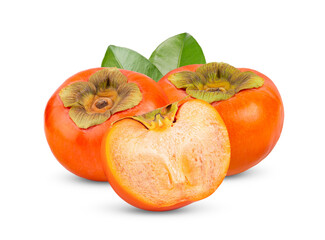 Fresh ripe persimmons isolated on transparent (PNG)