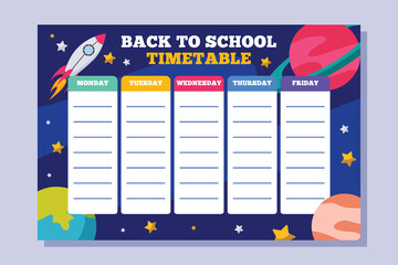 Back to School Time Table Template Galaxy Background 1