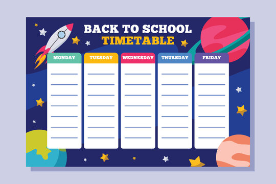 Back to School Time Table Template Galaxy Background 1