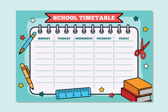 Back to School TimeTable Template Stationery Background