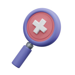 Obraz premium 3d render medical magnifier icon