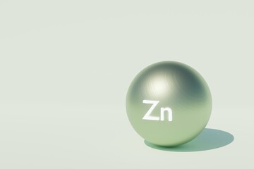 Metal shiny zinc ball, electric car material. Copy space background 3d illustration