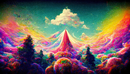 Acid trippy lsd abstract colorful psychedelic background - obrazy, fototapety, plakaty