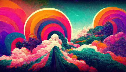 Acid trippy lsd abstract colorful psychedelic background - obrazy, fototapety, plakaty