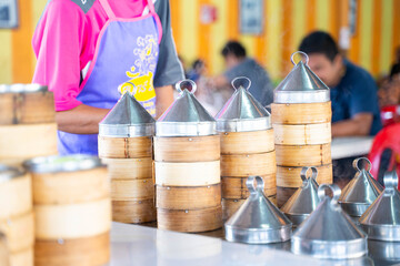 Various of Dim sum in the steam basket
