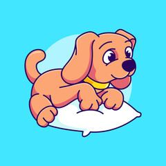 Obraz na płótnie Canvas cute dog sitting on pillow vector illustration. sleeping dog cartoon
