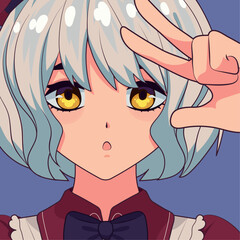 anime girl with gray hair