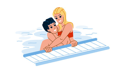 couple pool vector. vacation woman, water man, love happy lifestyle, resort summer, people holiday travel couple pool character. people flat cartoon illustration
