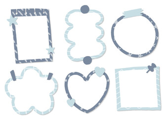 Cute Grey border texture memo abstract texture pattern heart circle flower square rectangle cloud striped notes, blank notebooks, paper sticky notes, notepad, diary scrapbook collection set bundle