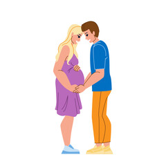 couple pregnant vector. woman pregnancy, love happy baby, man family, young husband, wife mother belly couple pregnant character. people flat cartoon illustration