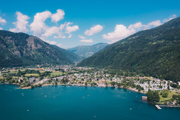 Lake Millstätter See and Döbriach in Carinthia during summer.