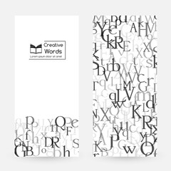 Letters. English alphabet design collection. Vector illustrations for students and children education classes and language lessons advertising.