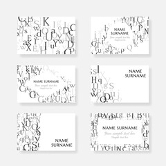 Letters. English alphabet design collection. Vector illustrations for students and children education classes and language lessons advertising.