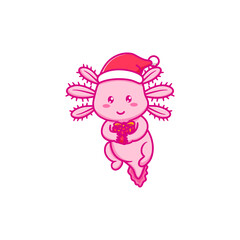 Cute axolotl design celebrate christmas