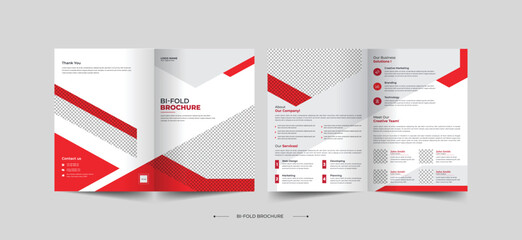 Corporate business brochure design template, Red  Yellow Modern Brochure Design, Bi-fold Brochure Template