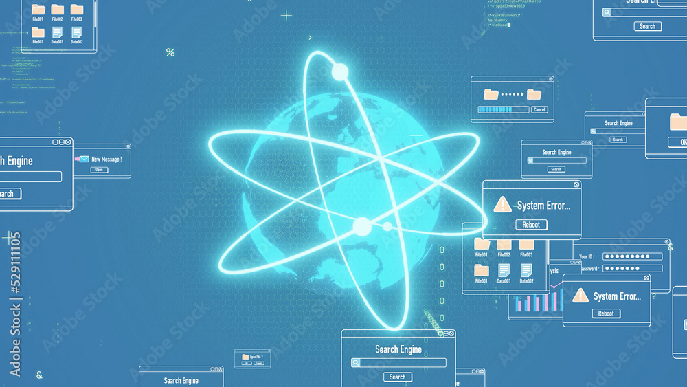 Poster Digital transformation concept. Dialogs of software.
