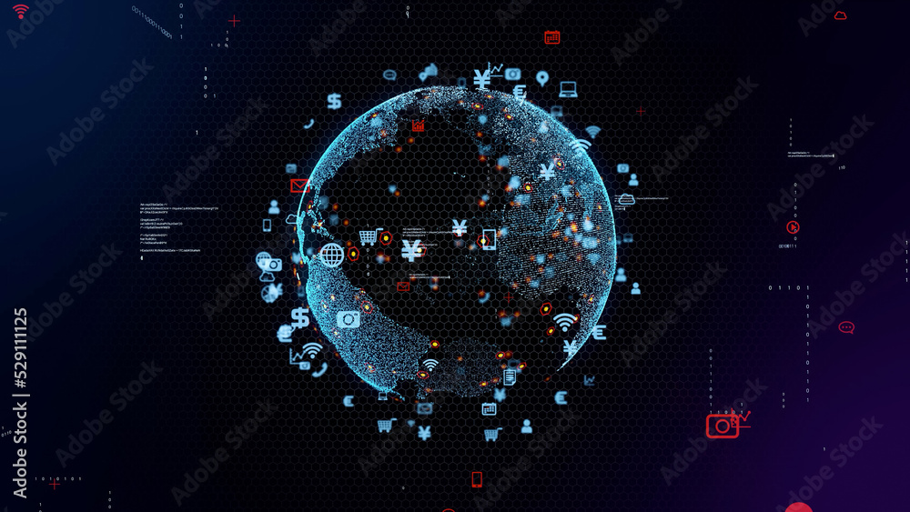 Aufkleber global communication network concept. digital transformation. dx.