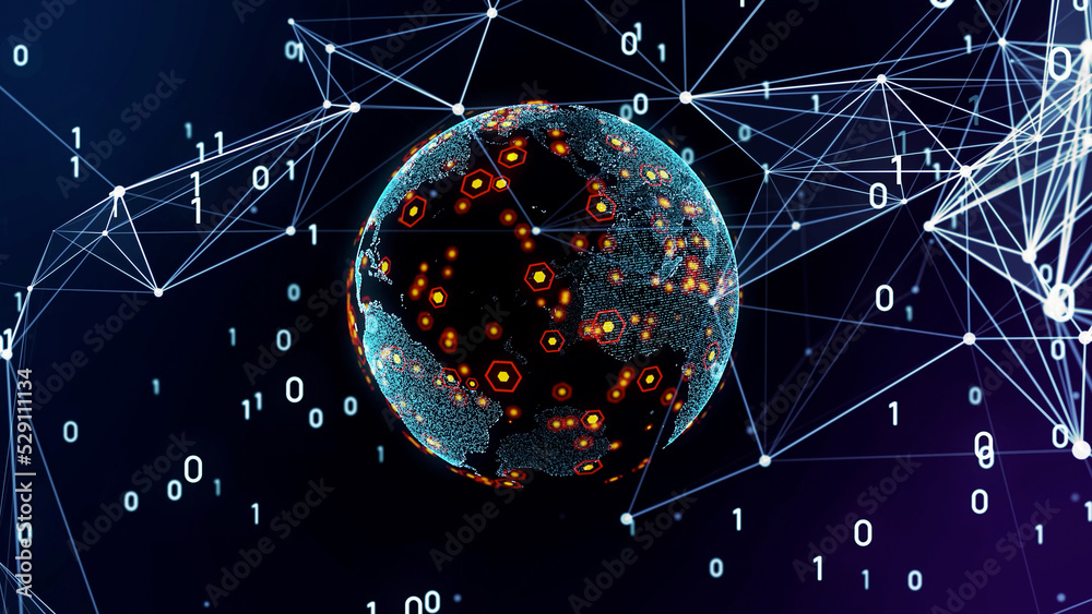 Poster global communication network concept. digital transformation. dx.