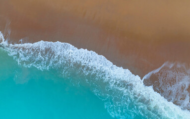 The ecology system with a wave water energy on the beach with a summer tropical background ,Above view