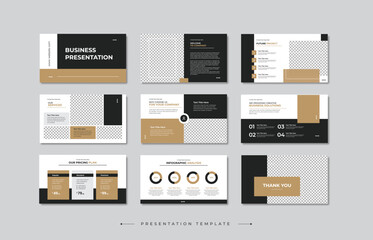 Corporate Business PowerPoint presentation design template set, Minimalist google slides template