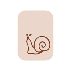 hand drawn snail on the label on the white background