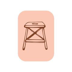 
hand drawn stool on the white background