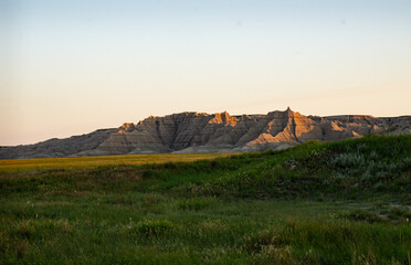 Sunrise on the badlands in Buffalo Gap National Grassland South Dakota.