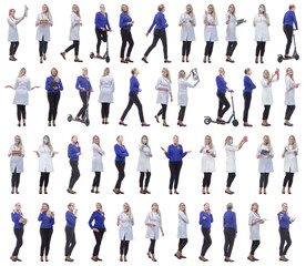 Fototapeta premium collage of a woman in full growth displaying many professions