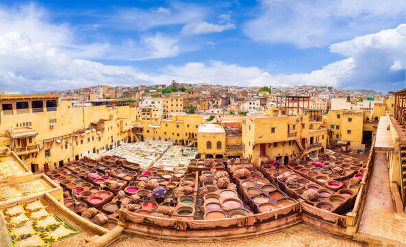 Landscape with tannery in Fez, Morocco