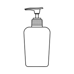Cosmetic bottle pomp vector illustration. Beauty, bath, medicine and self care concept. shampoo, lotion, soap or cream bottle simple line art icon for beauty store, spa, social media