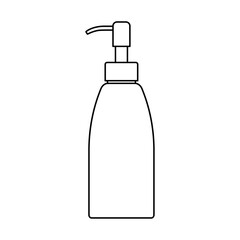 Cosmetic bottle pomp vector illustration. Beauty, bath, medicine and self care concept. shampoo, lotion, soap or cream bottle simple line art icon for beauty store, spa, social media