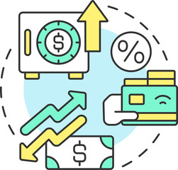 Interest rates concept icon. Business profit. Choosing credit union abstract idea thin line illustration. Isolated outline drawing. Editable stroke. Arial, Myriad Pro-Bold fonts used