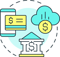 Online banking concept icon. Virtual access to account. Digitalization abstract idea thin line illustration. Isolated outline drawing. Editable stroke. Arial, Myriad Pro-Bold fonts used