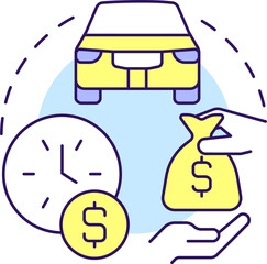 Auto loans concept icon. Personal bank product for customer. Financial support abstract idea thin line illustration. Isolated outline drawing. Editable stroke. Arial, Myriad Pro-Bold fonts used