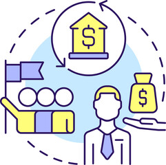 Business loans concept icon. Financial support. Bank offer for entrepreneurs abstract idea thin line illustration. Isolated outline drawing. Editable stroke. Arial, Myriad Pro-Bold fonts used