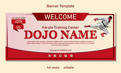 Karate training center welcome banner template