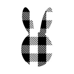 Silhouette of a rabbit or a hare on a white background is isolated. Checkered print. White and black. Vector.
