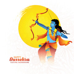 Happy dussehra illustration of  lord rama festival card background - obrazy, fototapety, plakaty