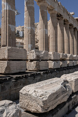 Fototapeta na wymiar The Parthenon, the former temple on the Acropolis of Athens dedicated to the Goddess of Athena, the long lasting symbol of Ancient Greece, Athens, Greece