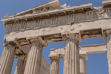 The Parthenon, the former temple on the Acropolis of Athens dedicated to the Goddess of Athena, the long lasting symbol of Ancient Greece, Athens, Greece