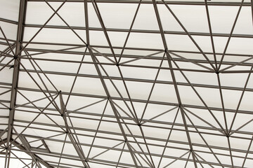 Metal frame on the ceiling of the building