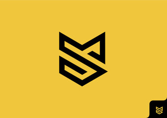 Letter M S logo design flat icon