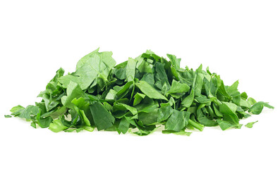 Fototapeta na wymiar Pile of fresh chopped green parsley leaves isolated on a white background