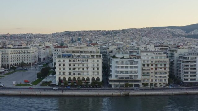 Aerial - Thessaloniki Aristotelous Square At Dawn